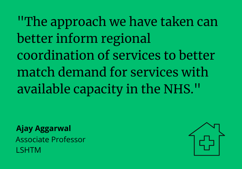 Ajay Aggarwal, Associate Professor at LSHTM, said: &quot;The approach we have taken can better inform regional coordination of services to better match demand for services with available capacity in the NHS.&quot;