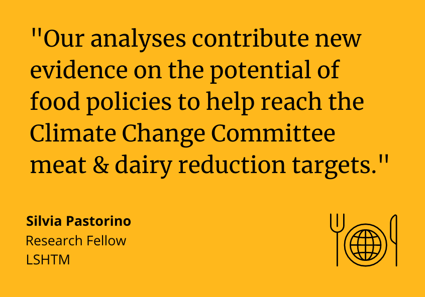 Silvia Pastorino said: &quot;Our analyses contribute new evidence on the potential of food policies to help reach the Climate Change Committee meat &amp; dairy reduction targets.&quot;