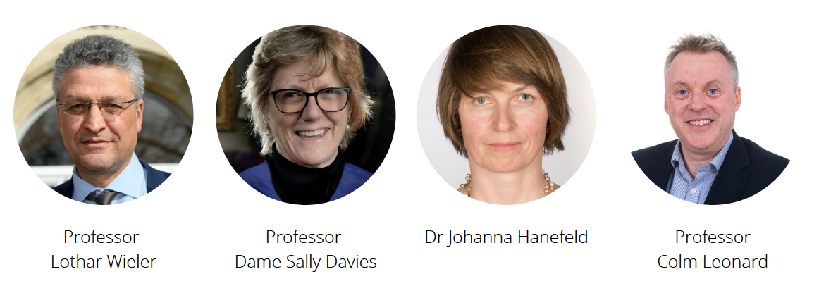 Speakers photos from left to right: Prof Lothar Wieler, Prof Dame Sally Davies, Dr Johanna Hanefeld, Prof Colm Leonard