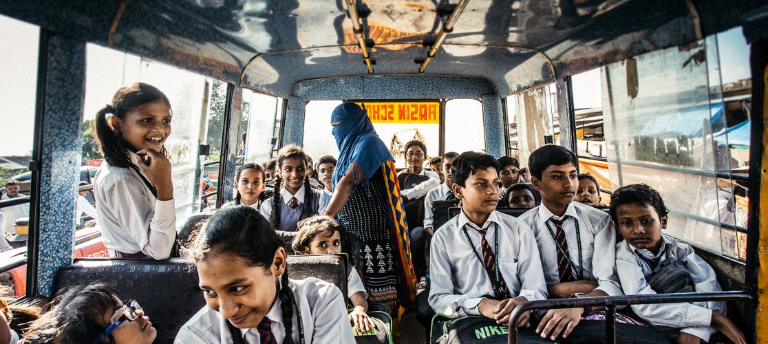 Teenagers on Bus in India