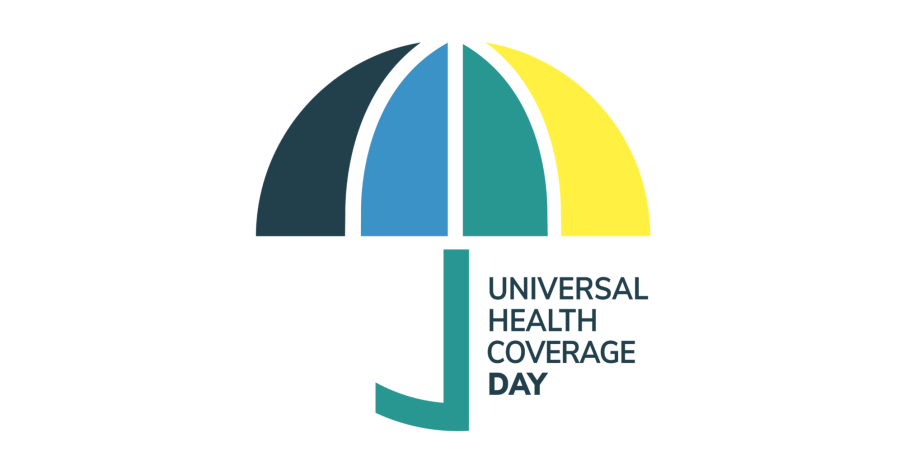 Universal Health Coverage Day logo - graphic includes a colourful umbrella with a text saying &quot;Universal Health Coverage Day&quot; 