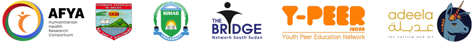 Logos: Afya Consortium, Université Catholique de Bukavu, SIMAD University, The Bridge Network Organisation, Y-PEER Sudan, Adeela for Art and Culture