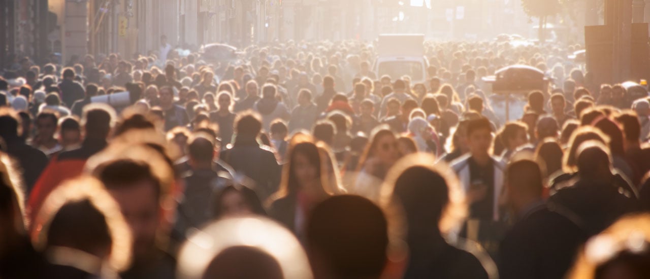 Busy urban sreet filled with people