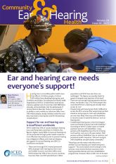 CEHH journal Issue 24 cover. A woman is examining a child's ear whilst being held by mother