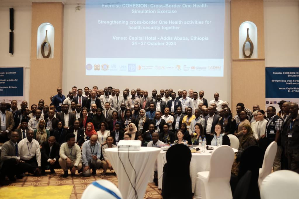 Attendees of interregional one health cross-border simulation exercise in Ethiopia