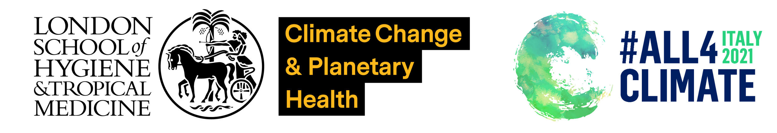 LSHTM CCCPH logo with All4Climate logo