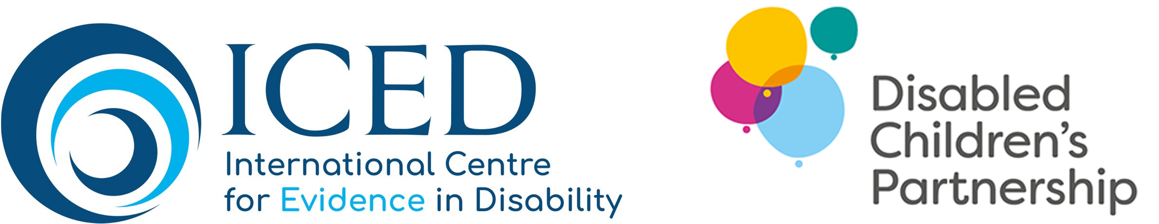 LSHTM International Centre for Evidence in Disability and Disabled Children’s Partnership logos
