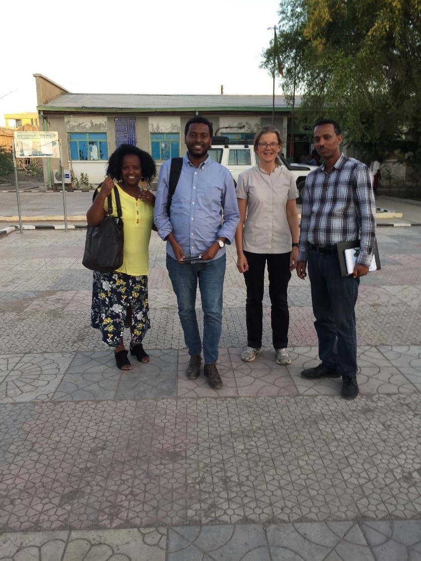 The malaria group and their coach visiting the regional health office in Semera