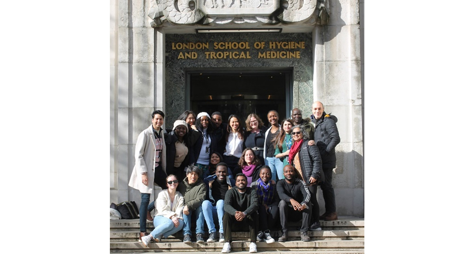 MSc PH4D students outside LSHTM building
