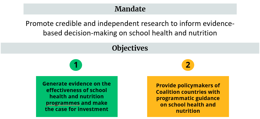 A graphic showing the Research Consortium's mandate and objectives