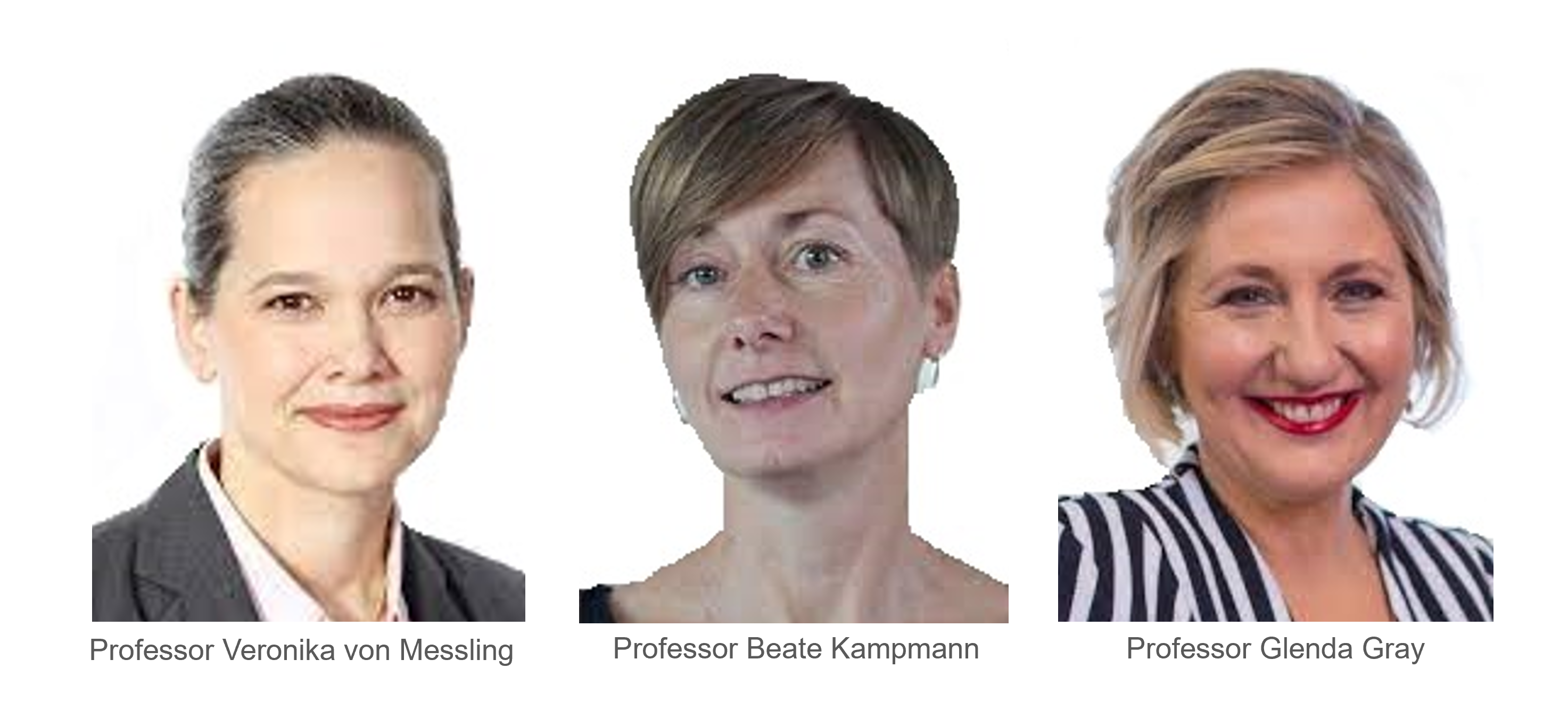 Banner of speaker photos, from left to right Prof Veronika von Messling, Prof Beate Kampmann and Prof Glenda Gray