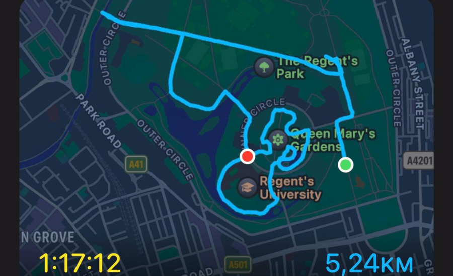 Track record of a walk in Regent's Park in London.