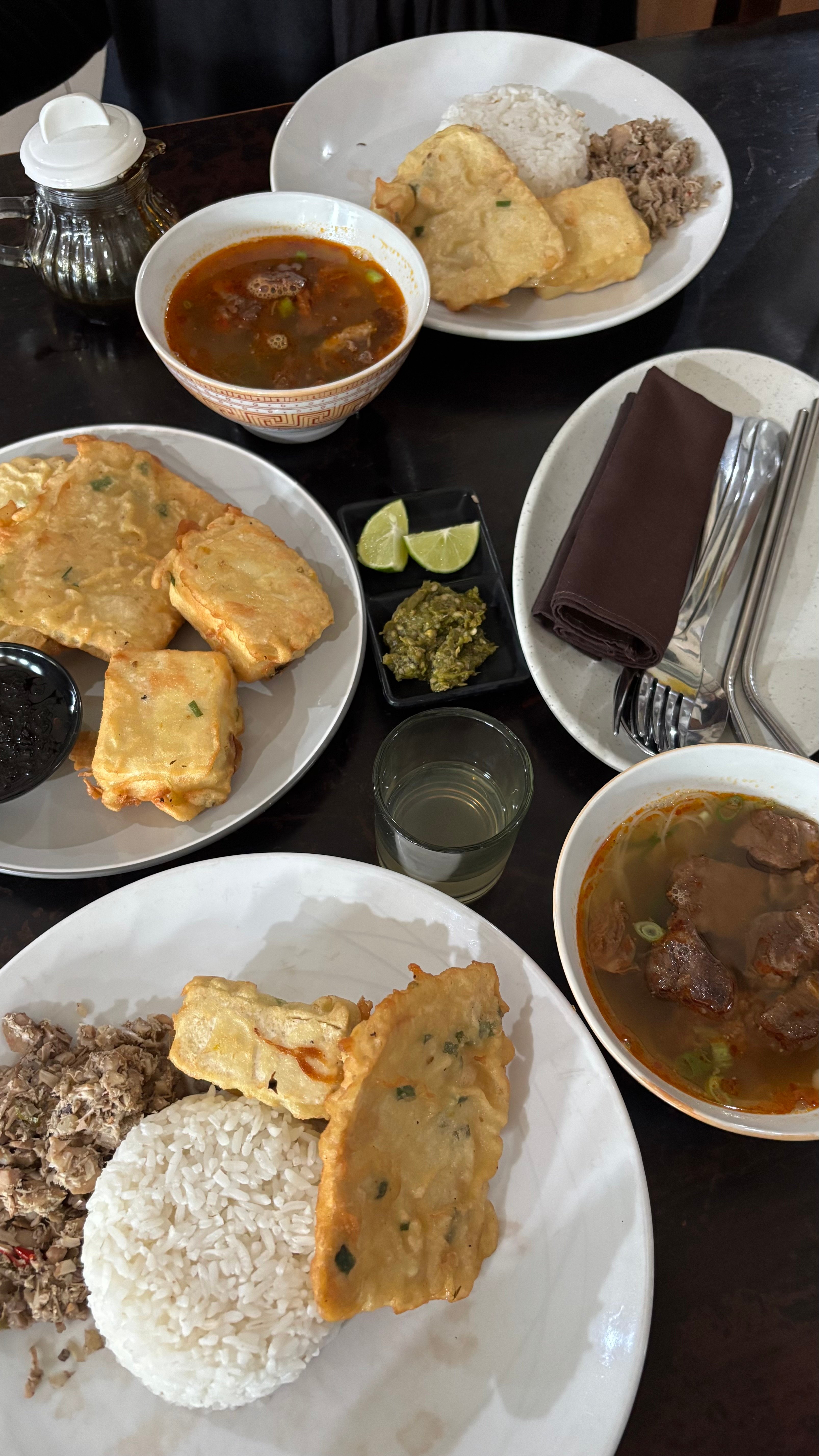 Local foods in Pekalongan - Soto Tauto Pekalongan, Tempe Mendoan, and Tahu Goreng (Fried Tofu)