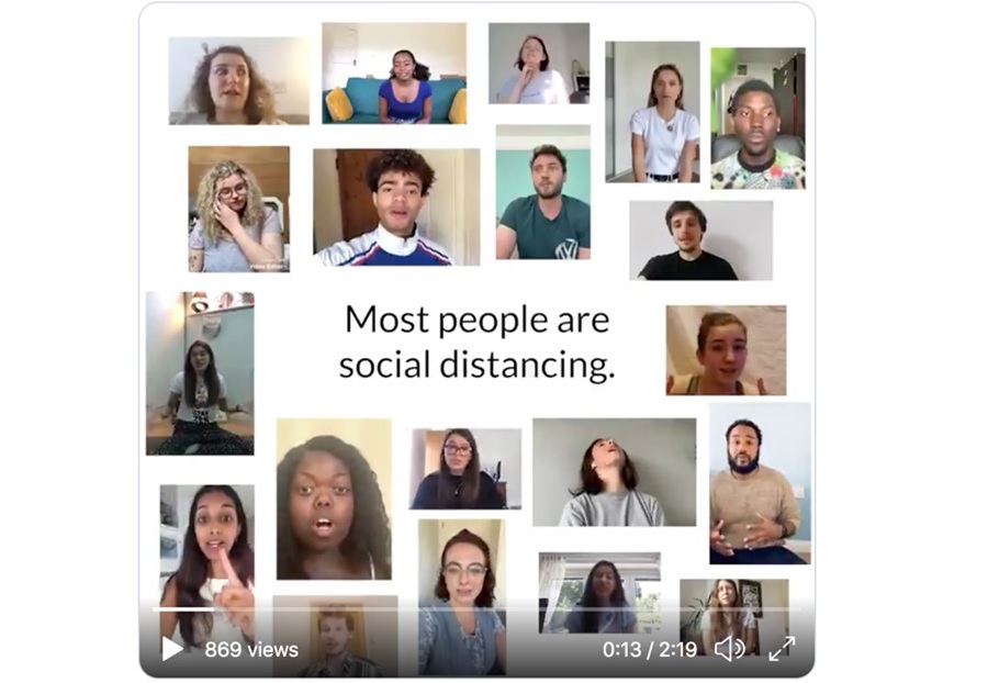 Young people contributing to the project Together in Spirit: A video to support social distancing among young people in the UK