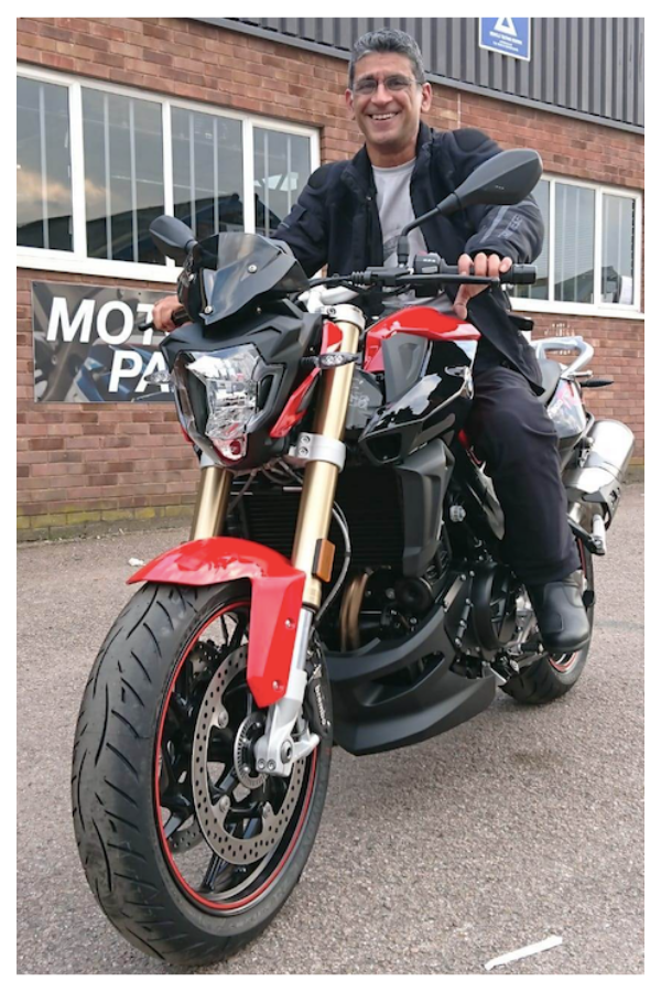 Amit on his shiny new motorbike