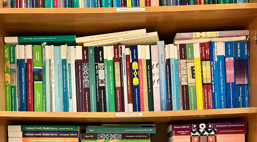 Books on a shelf