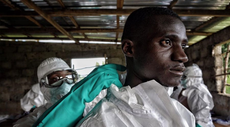 Man wearing PPE during Covid