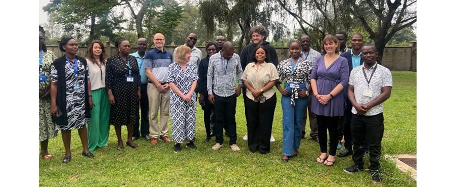 Group photo from the kick-off meeting of a project investigating knowledge gaps around attractive targeted sugar baits (ATSBs), Kisumu, Kenya, January 2025.