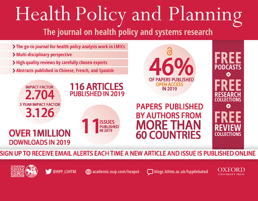 infographic showing impact of Health Policy and Planning journal