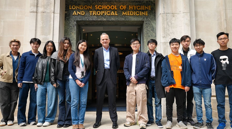 Liam Smeeth with students outside Keppel Street