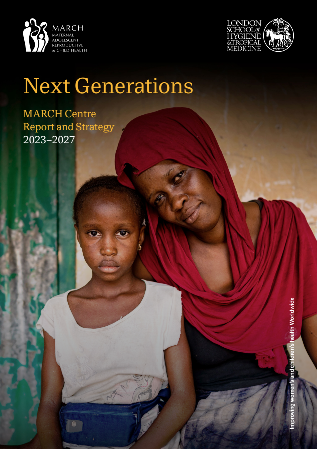 MARCH Centre Report and Strategy 2023-2027 front cover showing mother and child in The Gambia