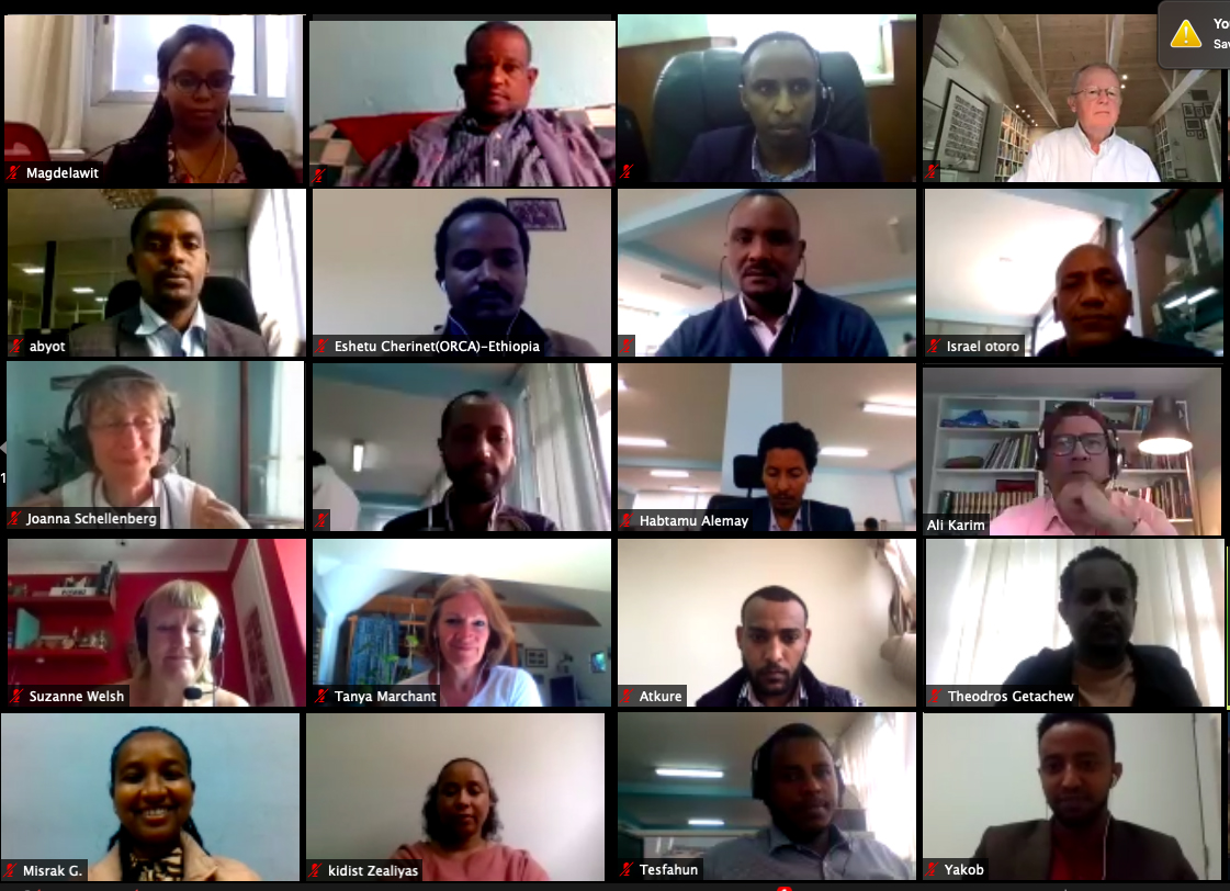 A screenshot of the online certificate ceremony with some of the attendees