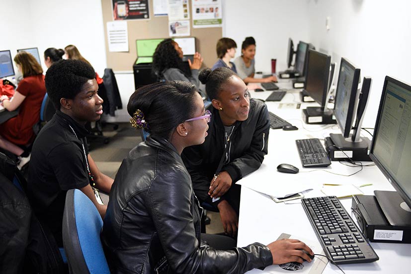 Students online in a computer lab