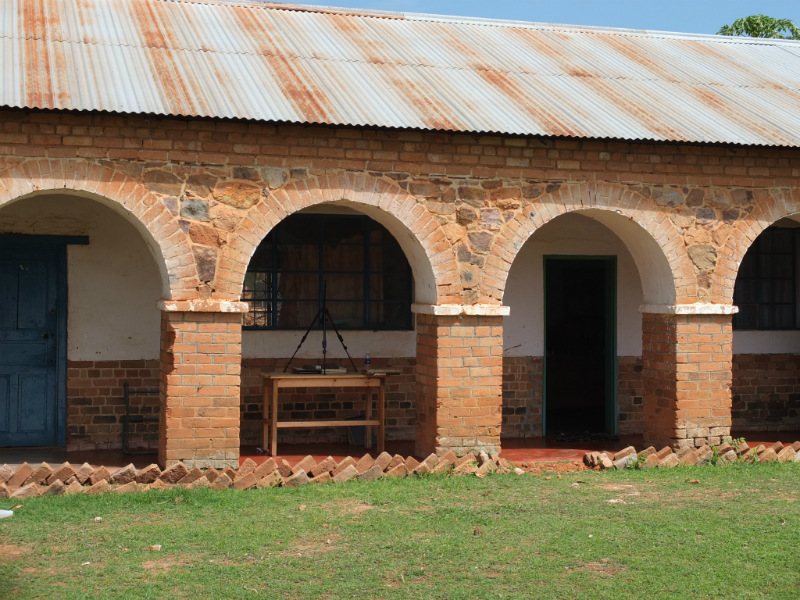 Photographing the registers at Chilubula parish, Zambia. Copyright Sarah Walters