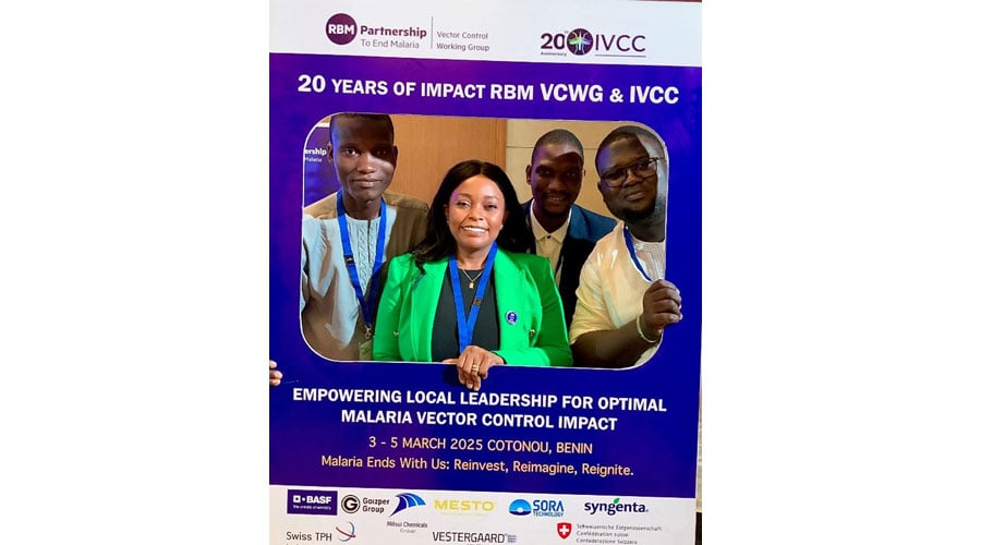 Attendees at the 20th annual meeting of the Roll Back Malaria Vector Control Working Group in Cotonou, Benin.Dr. Corine Ngufor (centre left), Co-chair of the Working Group and member of the Public Health Entomology Group, is pictured among the participants