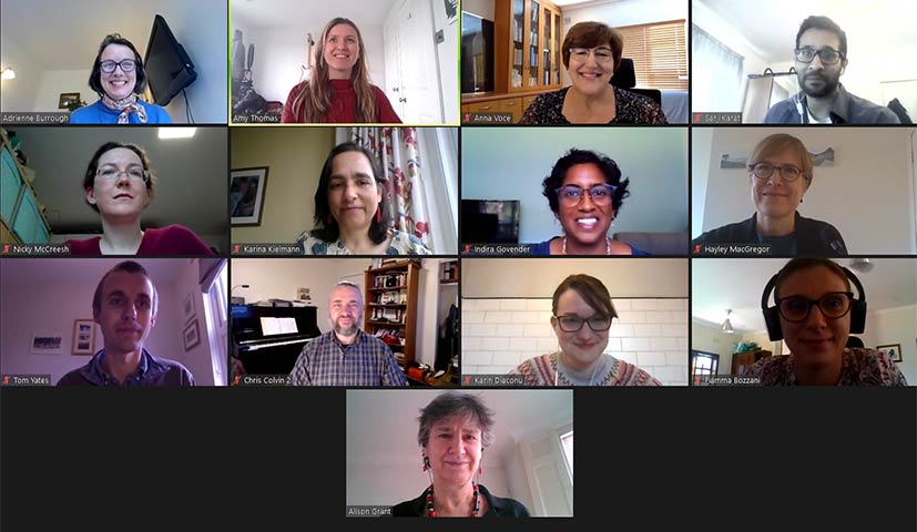 Screenshot of Umoya omuhle team members on a webinar 