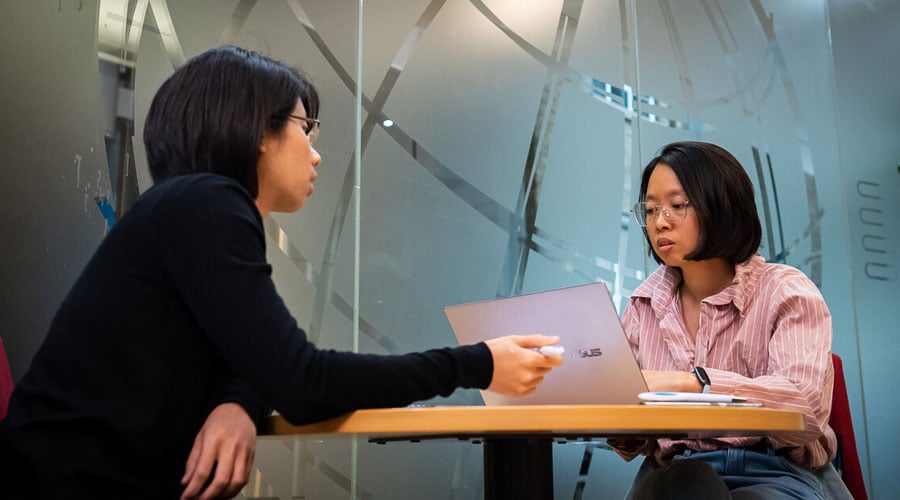 Students in study space