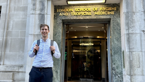 Simon Klaus on steps outside LSHTM