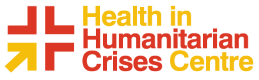 Health in Humanitarian Crises Centre in yellow and red text next to a target symbol