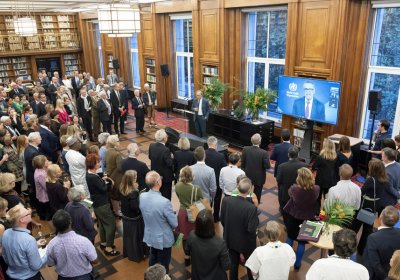 Guests at a 120th anniversary event in the library
