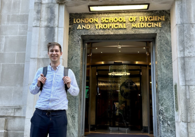 Simon Klaus on steps outside LSHTM