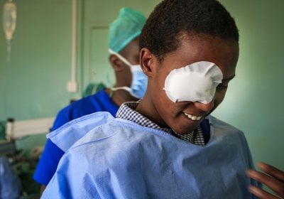 Photo of a 13-year-old girl after cataract surgery in Kenya. Credit: Lindsay Hampton.