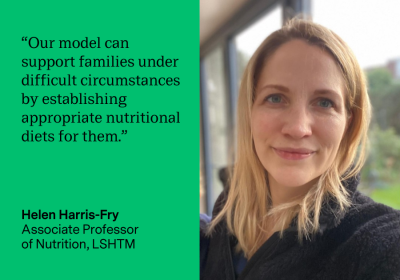 Quote from Helen Harris-Fry: "Our model can support families under difficult circumstances by establishing appropriate nutritional diets for them."