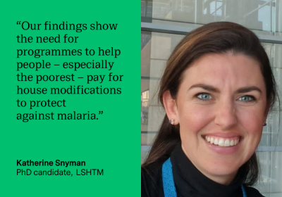 Quote from Katherine Snyman: "Our findings show the need for programmes to help people – especially the poorest – pay for house modifications to protect against malaria."
