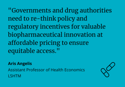 Aris Angelis said: "Governments and drug authorities need to re-think policy and regulatory incentives for valuable biopharmaceutical innovation at affordable pricing to ensure equitable access."