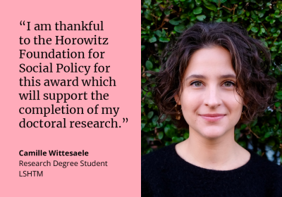 Camille Wittesaele said: "I am thankful to the Horowitz Foundation for Social Policy for this award which will support the completion of my doctoral research."