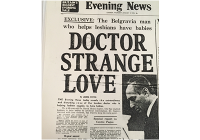 Author’s newsclipping photo, Evening News, January 5th 1978. Headline reads: Doctor Strange Love.