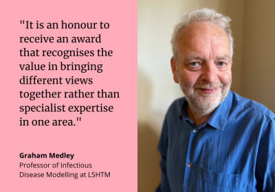 composite image showing quote from and picture of 2022 Gabor Medal winner Professor Graham Medley