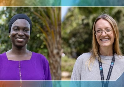 A photo grid showing headshots of two MRCG female scientists: Haddyjatou & Dorothy