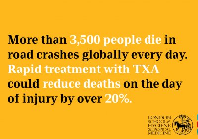 Graphic: More than 3,500 people die in road crashes globally every day. Rapid treatment with TXA could reduce deaths on the day of injury by over 20%.