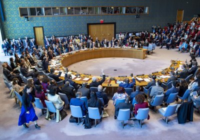 image of un meeting on special resolution 2467