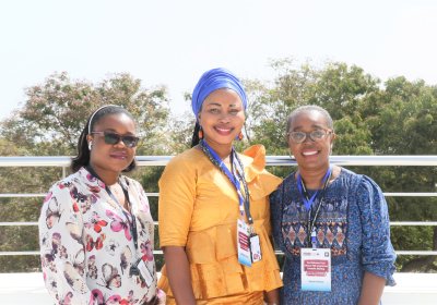 From left to right; Mrs Tientcheu Peggy-Estelle Mrs Saffiatou Darboe and Dr Uduak Okomo