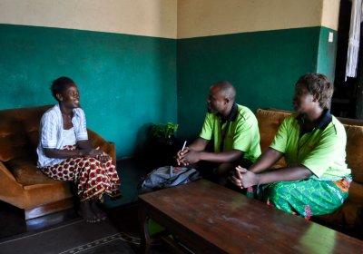 Home visit by community HIV care providers in Zambia