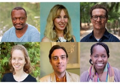 Profile images of Tafadzwa Mabhaudi, Rosie Green, Kris Murray, Laura Braun, Hugh Sharma Waddington, and Penny Murage