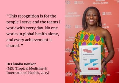 Claudia Donkor quote: "This recognition is for the people I serve and the teams I work with everyday. No one works in global health alone. and every achievement is shared."