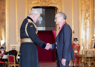 His Majesty The King presents Professor Liam Smeeth with CBE in investiture at Windsor Castle